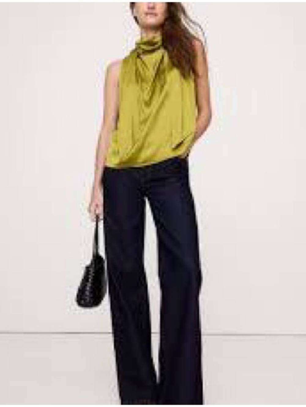 NWT Banana Republic Stretch Satin Tie-Neck Blouse